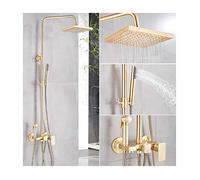 Système de Douche avec Eau Chaude Froide, Ensemble de robinets de Douche en Or brossé, Ensemble de Douche Multifonction à poignée Unique avec Pomme de Douche, Douche à Main, pulvérisateur de Bidet,