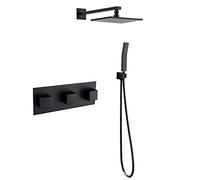 Système de Douche avec Robinet de Douche de soupape Ensemble de Douche Murale Bouche à Pluie Moule de Douche de Pluie Set 3 Handle Tobe Kit de Garniture de Douche avec Pair de Douche de Pluie de 8