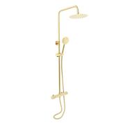 Système de douche avec thermostat, mitigeur de douche complet avec douchette et tuyau, pommeau de douche à effet pluie de 20 cm, rotatif à 360°, kit de douche en acier inoxydable 304, idéal pour les