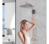 Système de douche avec thermostat, robinet de douche, kit de douche thermostatique, douchette murale, avec tuyau de 1,5 m et 3 modes de pulvérisation manuelle, pour les maisons, les hôtels, les