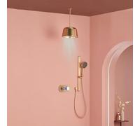 Système de douche brossé d tatic, ensemble de robinet de douche dissimulé de 25,4 cm avec lumière d'ambiance LED et affichage numérique, pommeau de douche haute pression