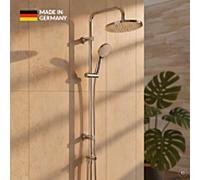 Système de douche CARLDIX Reno 72000102-00 à poser, sans thermostat, avec inverseur, pommeau de douche de 230 mm, chromé