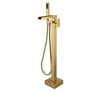 Système de Douche, Cascade de Remplissage de Baignoire, robinets de Baignoire autoportants Noirs, robinets de Salle de Bains à poignée Unique en Laiton avec douchette à Main, Ensemble de Douche de