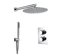 Système de douche chromée en laiton massif avec plafond/bras mural mélangeur de coffre à main et 10 pouces de douche de pluie Tête de salle de bain robinet Beauty Comes