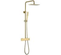 Système de douche de 12 pouces Système de douche thermostatique Ensemble de robinet mural Bouchure murale ensemble Brackaged Gold Rain Berceker Set avec baignoire, pomme de douche de pluie, pomme de