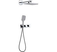 Système de douche de douche, robinet de douche Ensemble de douche de douche murale de douche de douche à haute pression mélangeur de pluies de pluie avec tête de douche de pluie rectangle, 3