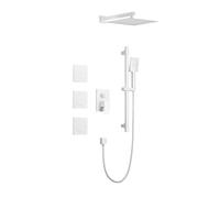 Système de douche de luxe avec pommeau de douche réglable, douchette à main, barre coulissante, jets corporels, bras de douche, flexible, garniture de valve et poignées à levier