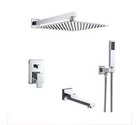 Système de Douche de Luxe, Ensemble de robinets de Douche chromés, Ensemble de Douche de Salle de Bain à Montage Mural dissimulé avec Pomme de Douche, Douche à Main, Robinet de Baignoire Rotatif, 12