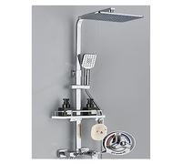 Système de douche de salle de bain à affichage numérique, ensemble noir de robinet de douche thermostatique, robinet de douche à effet pluie moderne for salle de bain(Chrome 3ways C)