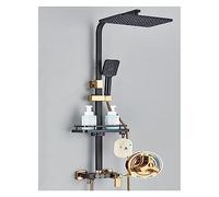 Système de douche de salle de bain à affichage numérique, ensemble noir de robinet de douche thermostatique, robinet de douche à effet pluie moderne for salle de bain(Black Gold 3ways C)