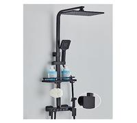 Système de douche de salle de bain à affichage numérique, ensemble noir de robinet de douche thermostatique, robinet de douche à effet pluie moderne for salle de bain(Black 4ways B)