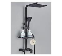 Système de douche de salle de bain à affichage numérique, ensemble noir de robinet de douche thermostatique, robinet de douche à effet pluie moderne for salle de bain(Black 3ways C)