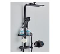 Système de douche de salle de bain à affichage numérique, ensemble noir de robinet de douche thermostatique, robinet de douche à effet pluie moderne for salle de bain(Black 4ways A)