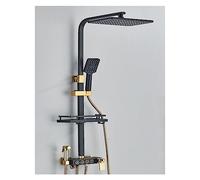 Système de douche de salle de bain à affichage numérique, ensemble noir de robinet de douche thermostatique, robinet de douche à effet pluie moderne for salle de bain(Black Gold 4ways C)
