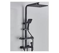 Système de douche de salle de bain à affichage numérique, ensemble noir de robinet de douche thermostatique, robinet de douche à effet pluie moderne for salle de bain(Black 4ways C)