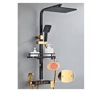 Système de douche de salle de bain à affichage numérique, ensemble noir de robinet de douche thermostatique, robinet de douche à effet pluie moderne for salle de bain(Black Gold 4ways B)