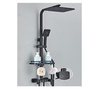 Système de douche de salle de bain à affichage numérique, ensemble noir de robinet de douche thermostatique, robinet de douche à effet pluie moderne for salle de bain(Black 4ways D)