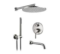 Système de douche dissimulé, Taps de douche 8-12 "Présistance Précipitant la tête de douche, brossé PVD Rain Brass Soupape en laiton Tapis de diverti LWX