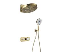 Système de Douche Encastré Thermostatique, Ensemble de Douche Encastré avec Écran LED et Douchette 3 Modes, Colonne de Douche Encastrée, Douche de Tête 32cm*32cm, 1.5 m Flexible