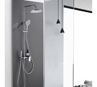 Système de douche, ensemble de robinet de douche mural pour salle de bain avec bec de baignoire caché, robinet mitigeur de douche à poignée sinlge en laiton, pommeau de douche à main à 3 réglages