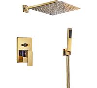 Système de Douche Ensemble de robinets de Douche dissimulés en Laiton Ensemble de mitigeur de Douche Mural doré avec douchette à Main et Pomme de Douche Cascade Design Moderne Installation Facile, 12
