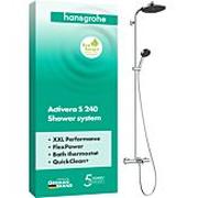 Système de douche Hansgrohe Activera S 240 28871000 1 type de jet, économie d'eau avec thermostat de bain Ecostat Fine, avec thermostat de bain Ecostat Fine, chromé