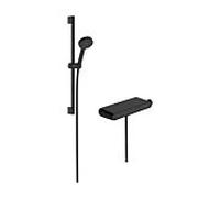 Système de douche hansgrohe Activera Select S 28087670, pommeau de douche 95 mm, 2 jets, montage en surface, noir mat