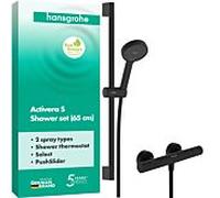 Système de douche Hansgrohe Activera Select S 28876670 apparent, économie d'eau, avec Ecostat Fine et barre de douche 65 cm, noir mat