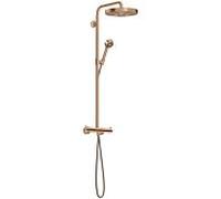 Système de douche hansgrohe AXOR One avec thermostat et pomme de douche 280 48794310 encastré, garniture de finition, type de jet 2000 , 13,2 l/min, or rouge brossé