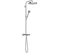 Système de douche Hansgrohe AXOR One avec thermostat et pomme de douche 280 48795000 encastré, kit d'installation finale, 1 jet économiseur d'eau, EcoSmart, 8 l/min, chromé