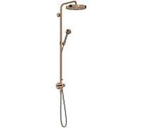 Système de douche hansgrohe AXOR One avec thermostat et pomme de douche 280 48796300 kit d'installation finale encastré, type de jet 2000 , 12 l/min, or rouge poli