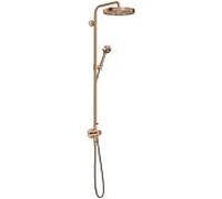 Système de douche hansgrohe AXOR One avec thermostat et pomme de douche 280 48796310 kit d'installation finale encastré, type de jet 2000 , 12 l/min, or rouge brossé
