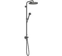 Système de douche hansgrohe AXOR One avec thermostat et pomme de douche 280 48796330 kit d'installation finale encastré, type de jet 2000 , 12 l/min, chrome noir poli