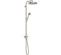 Système de douche Hansgrohe AXOR One avec thermostat et pomme de douche 280 48797820, kit d'installation final encastré, 1 jet économiseur d'eau, EcoSmart, 8 l/min, nickel brossé