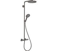 Système de douche hansgrohe Raindance S 28823340 2000 PowderRain type de jet économiseur d'eau avec thermostat, EcoSmart, 8 l/min, chrome noir brossé
