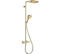 Système de douche Hansgrohe Raindance S 28825990 1 jet PowderRain économie d'eau+ avec thermostat, EcoSmart+, 6 l/min, aspect or poli