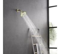 Système de douche haute pression doré - Pomme de douche à effet pluie de 12,7 cm avec 6 réglages de pulvérisation - Buses anti-encrassement réglables - Installation facile à faible débit - Expérience