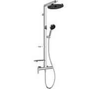 Système de douche Ideal Standard CeraflowAlu+ BD584AA avec robinetterie, 2 étagères, douchette et pommeau de douche, chromé