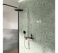 Ideal Standard Solos Système de douche avec thermostat de douche apparent, avec anneau lumineux LED, chrome, A7883AA, Couleur: chrome