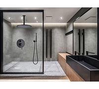 Système de douche Kit de douche noir mat Robinet de salle de bain Robinet de douche mural 2 voies Robinet mélangeur Kit de pulvérisation à main avec support de plafond de 16 pouces - Décoration de