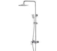 Système de douche moderne de luxe pour baignoire en cuivre pur, finition chromée, pommeau de douche à pression mural, assurance qualité, design élégant et simple