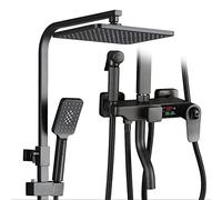 Système de douche murale de la tête de douche noire, température numérique, piste de douche de précipitations, douche à main, bouffée de baignoire, pulvérisateur bider, ensemble de robinets de