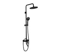 Système de Douche Noir avec douchette à Main à 3 Fonctions, Robinet de Douche à Pluie exposé, Ensemble combiné de Douche de Salle de Bain à Montage Mural