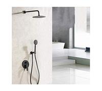 Système de douche noir de douche à la main avec ensemble de robinets de douche à eau chaude et froide, ensemble de douche à levier unique multifonctionnel avec pomme de douche ronde, douche à main,