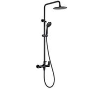 Système de douche noir, ensemble robinet mural avec pommeau à effet pluie haute pression et main, remplisseur baignoire cascade