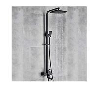 Système de Douche Noir Mat avec Robinet de Douche d'eau Froide Chaude, Ensemble de Douche Multifonction à poignée Unique avec Pomme de Douche, Douche à Main à 3 Jets, Bec de Baignoire Rotatif