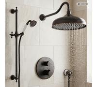 Système de douche Nostalgie Noir avec thermostat et douche pluie PaulGurkes