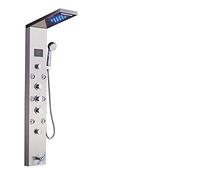 Système de Douche Panneau de Douche à lumière LED Ensemble de robinets de Douche à Effet de Pluie et Cascade Spa Massage Jet Bath Colonne de Douche Mitigeur de Douche Tour, Nickel brossé 9001