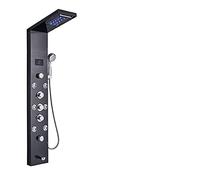 Système de Douche Panneau de Douche à lumière LED Ensemble de robinets de Douche à Effet de Pluie et Cascade Spa Massage Jet Bath Colonne de Douche Mitigeur de Douche Tour, Nickel brossé 9001