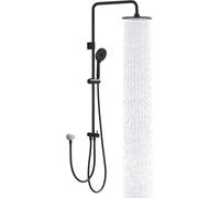 Système de douche pluviale HOMELODY SUS304 sans raccords, douche à main avec 4 fonctions, ensemble de douche en acier inoxydable avec tête de douche ronde, barre de douche - Noir